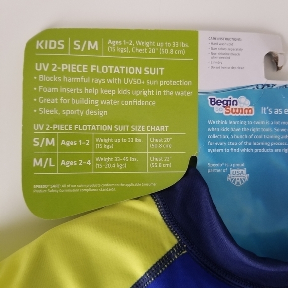 Boy's Speedo Begin to Swim UV 2 piece Flotation Suit Toddler Size S/M - Picture 7 of 15